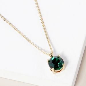 Gold Green Emerald Birthstone Pendant Necklace Jewelry Accessories May